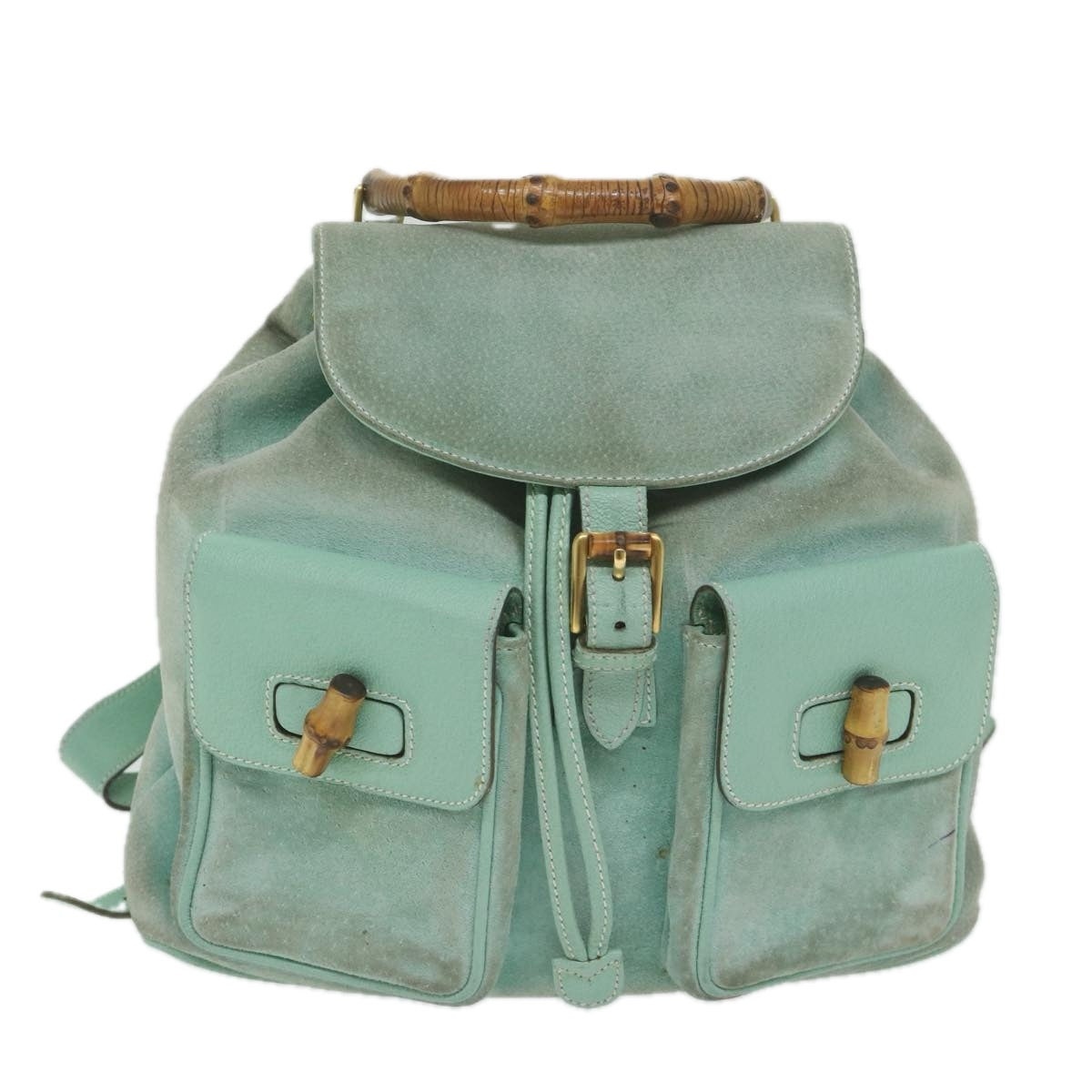 GUCCI Bamboo Backpack Suede Light Blue - 13