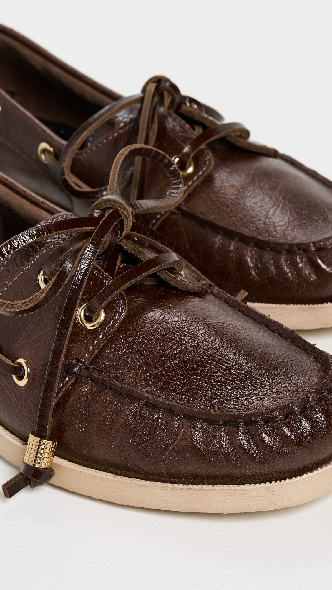 Wrinkled Leather Boat Shoes - 5