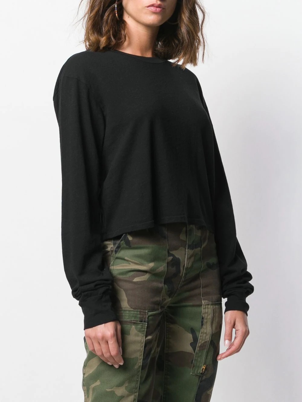 jersey long-sleeved cropped T-shirt - 3