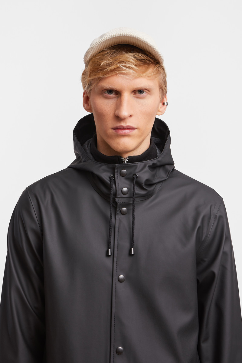 Stockholm Long Print Raincoat Black 8