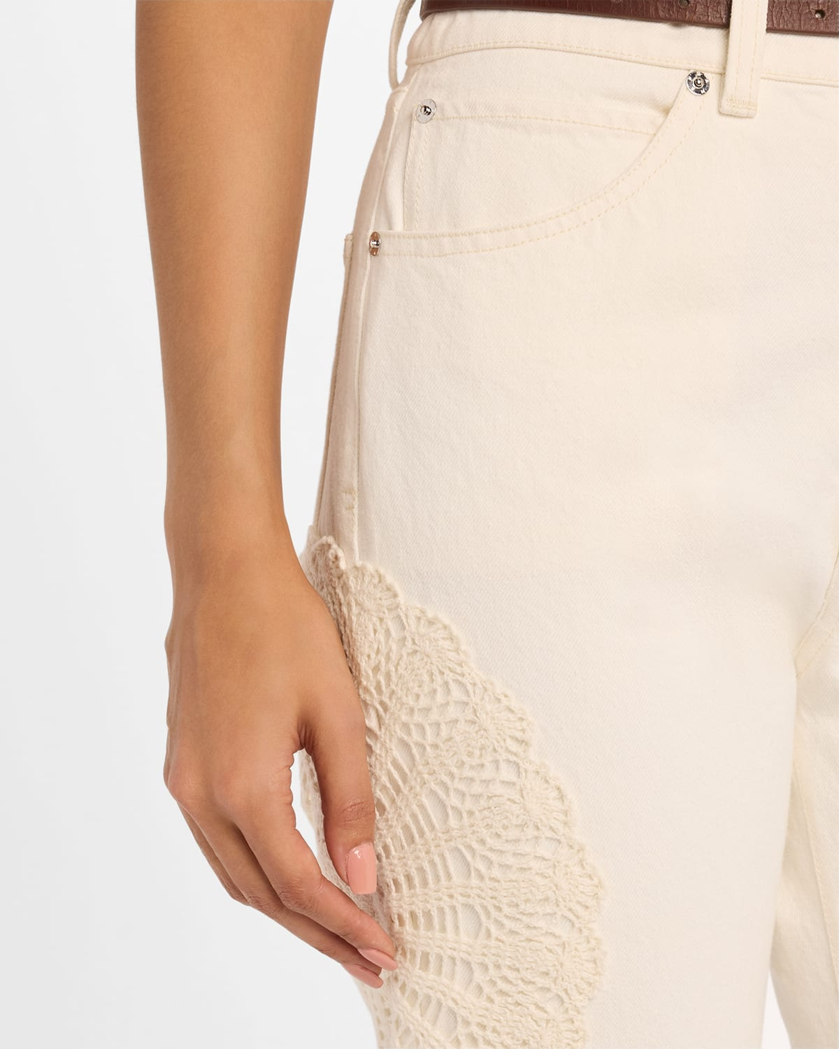 The Crochet Vertical Crop Jeans - 5