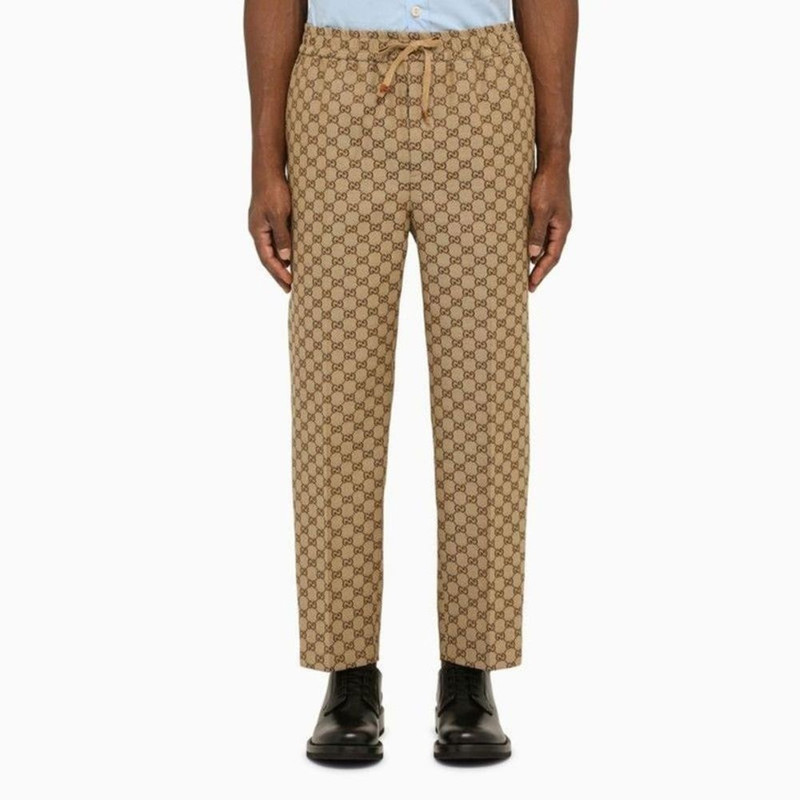 Gucci Men Camel Jogging Trousers With Logo 1
