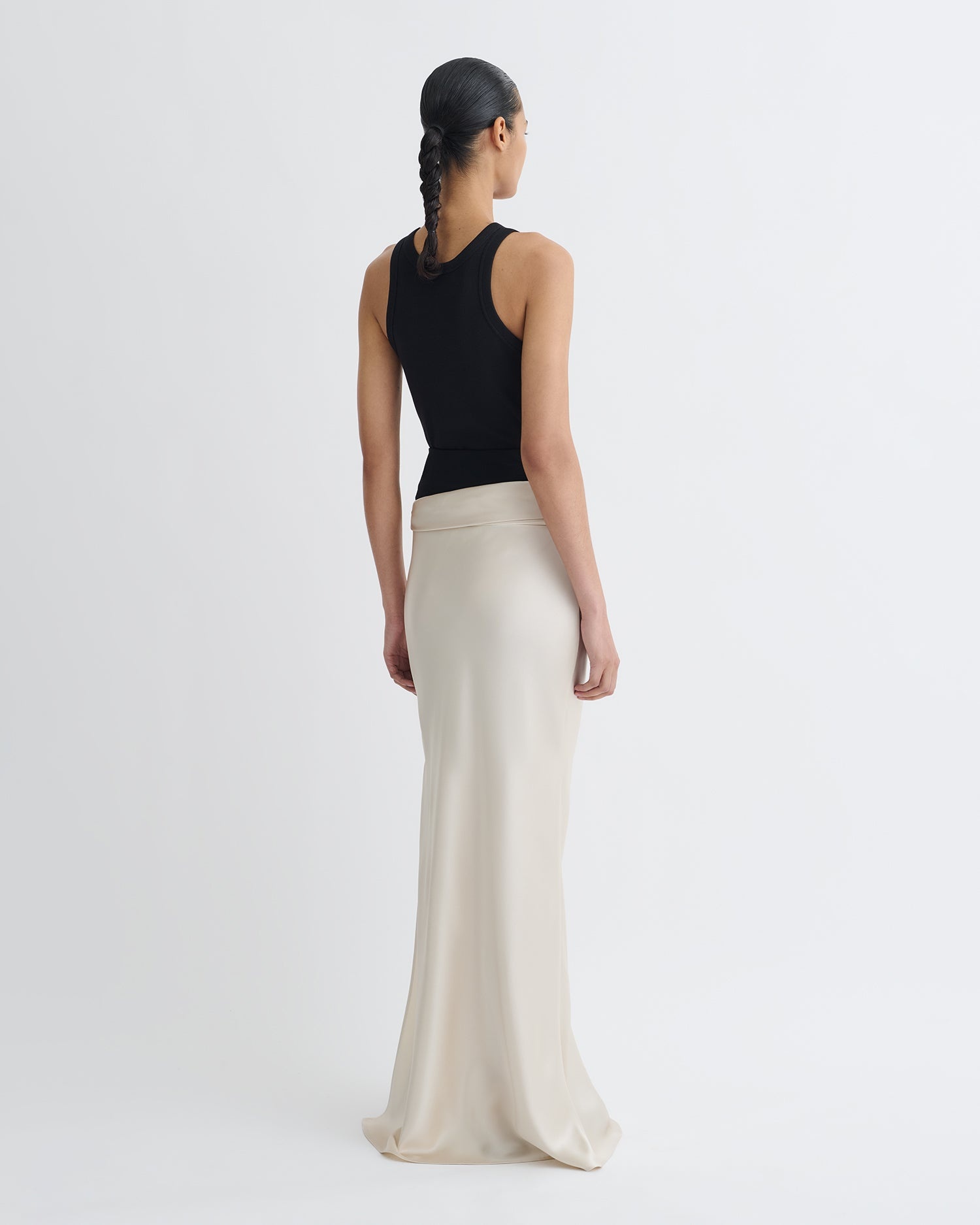 Mesh Jersey and Slip Satin Skirt - 3