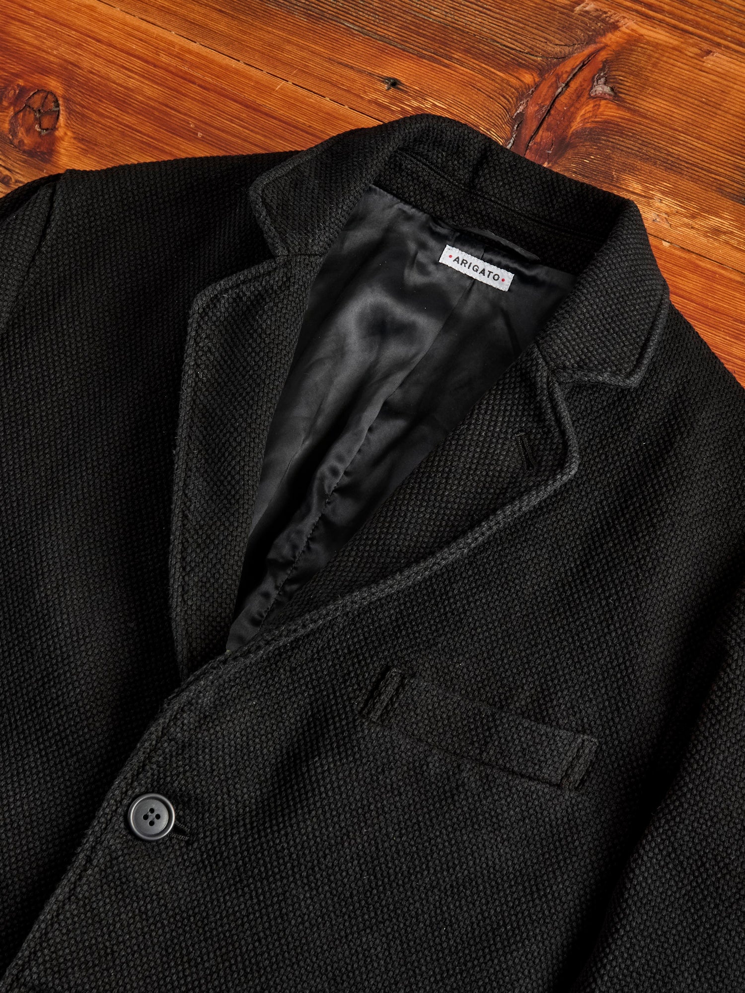 Double Cloth Sashiko Tailored Jacket in Black - 5