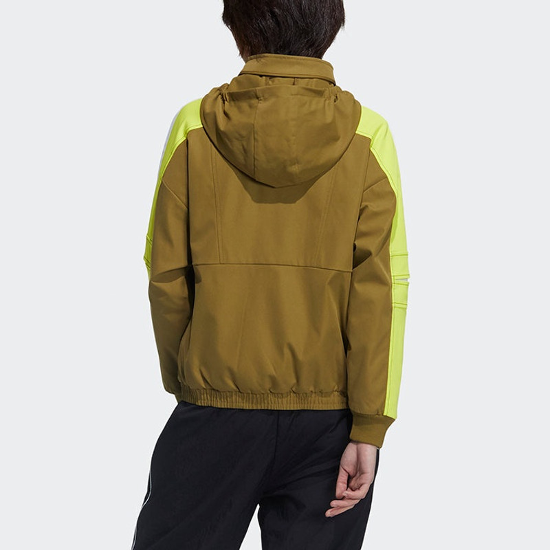adidas (WMNS) adidas Str Jkt Warm Training Sports Storage Simple Hooded Fleece Lined Jacket Yellow GP0623 outlook