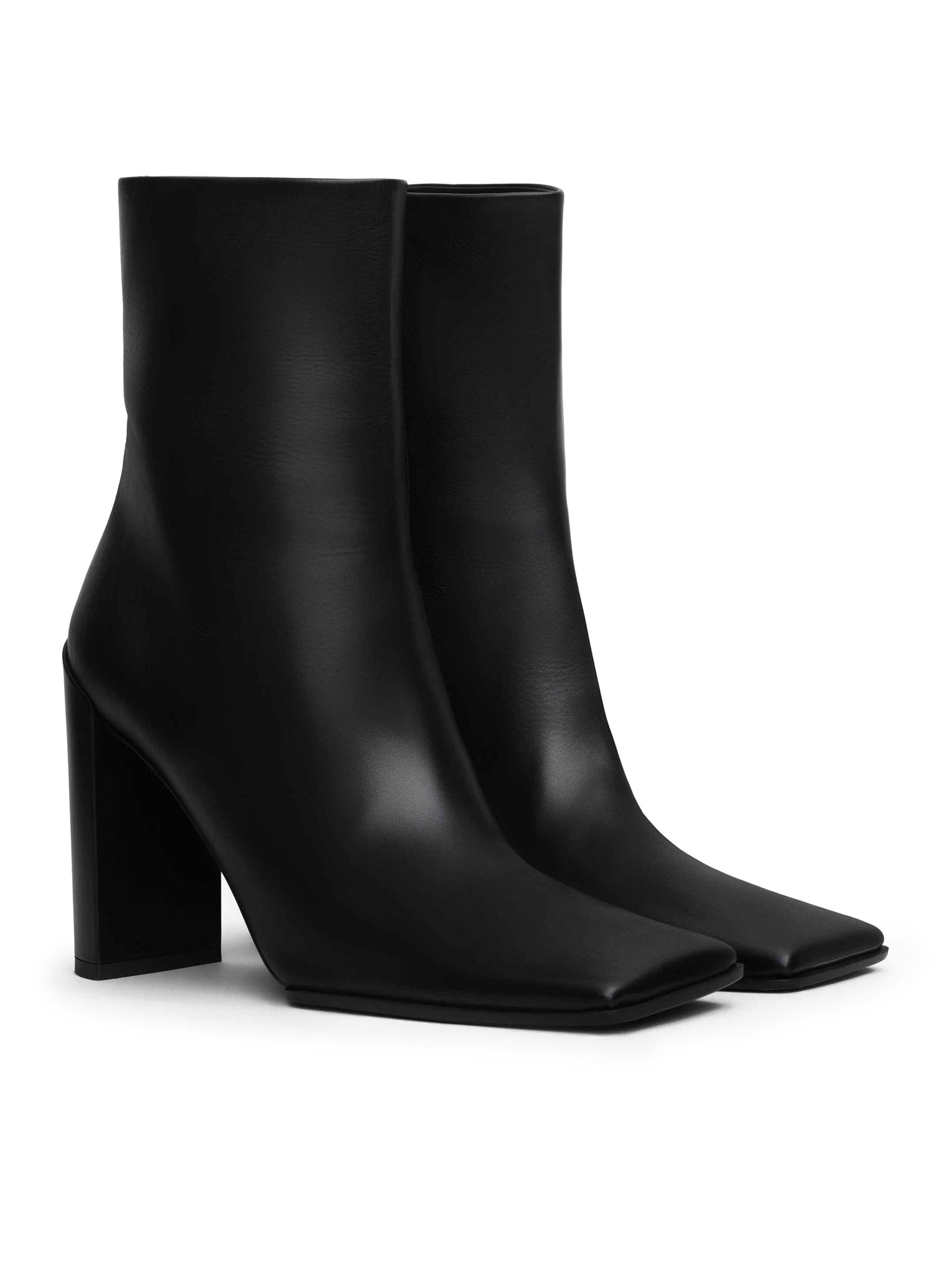 SQUARE LEATHER ANKLE BOOTS - 2