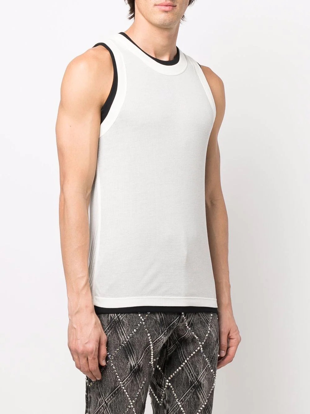 layered-effect ribbed tank top - 3