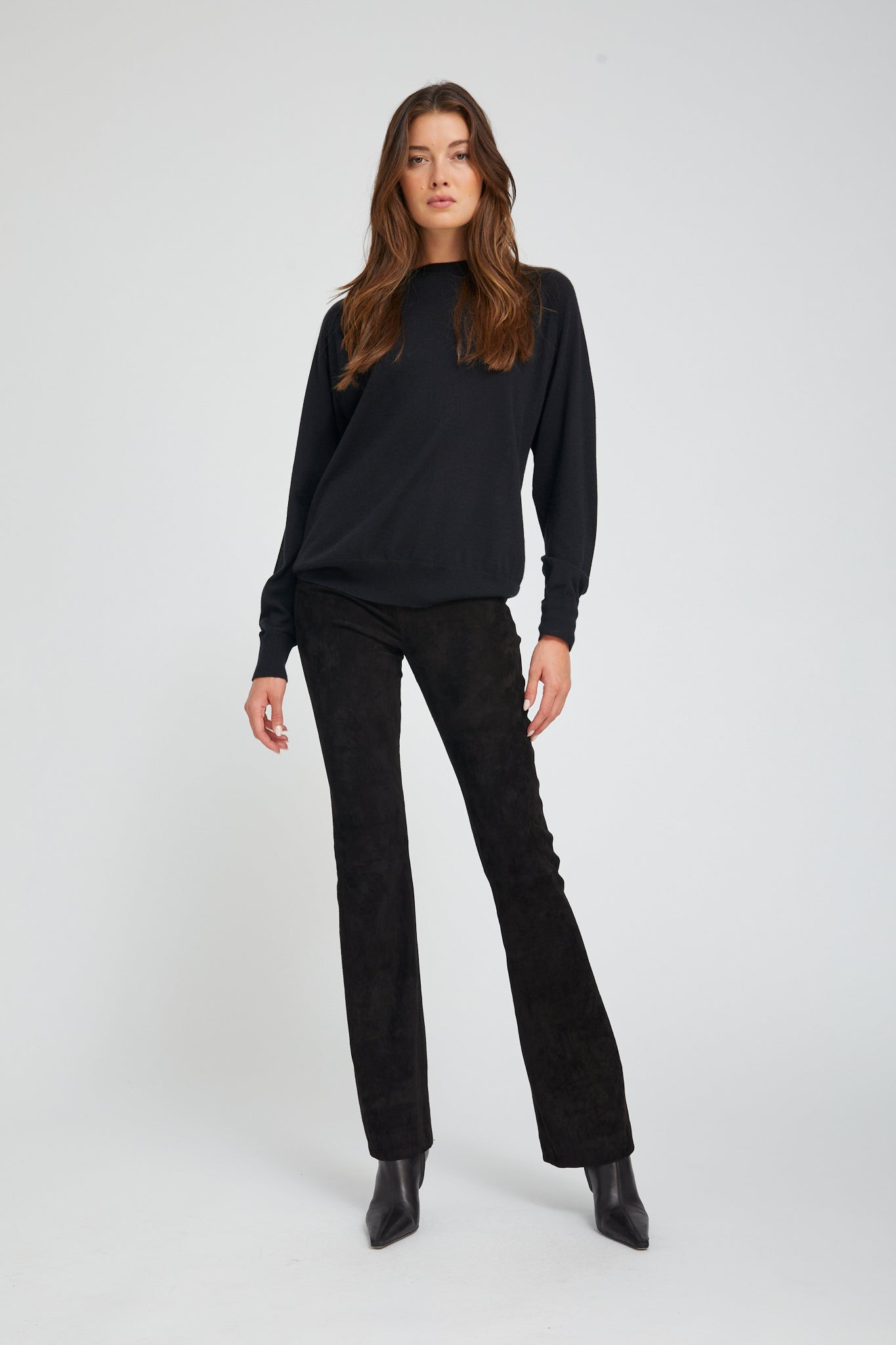 BLACK SUEDE MICRO FLARE - 3