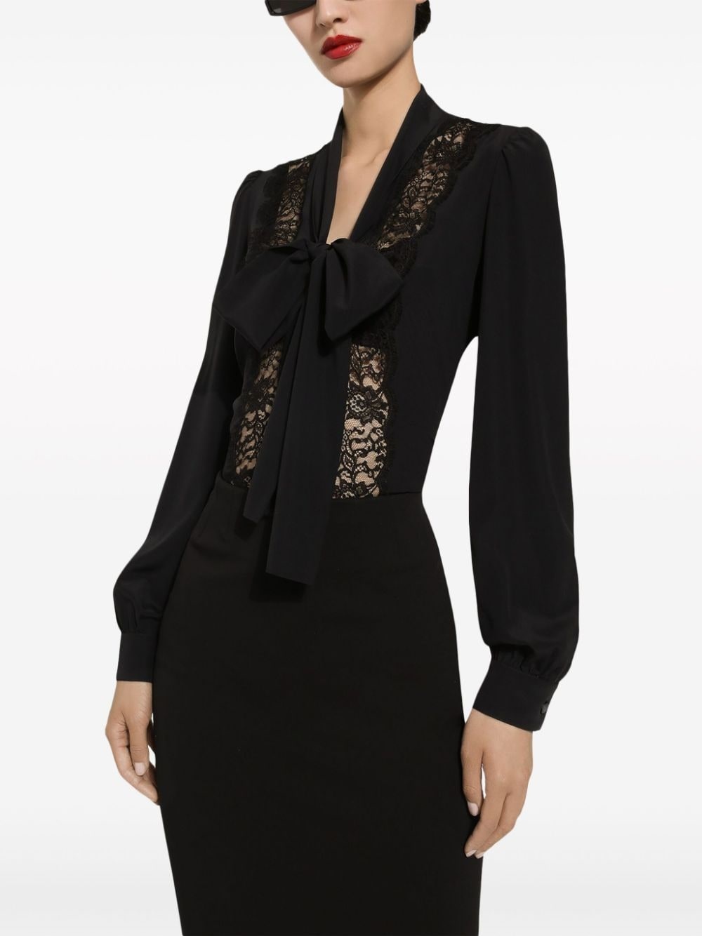 bow-detailed satin shirt - 5