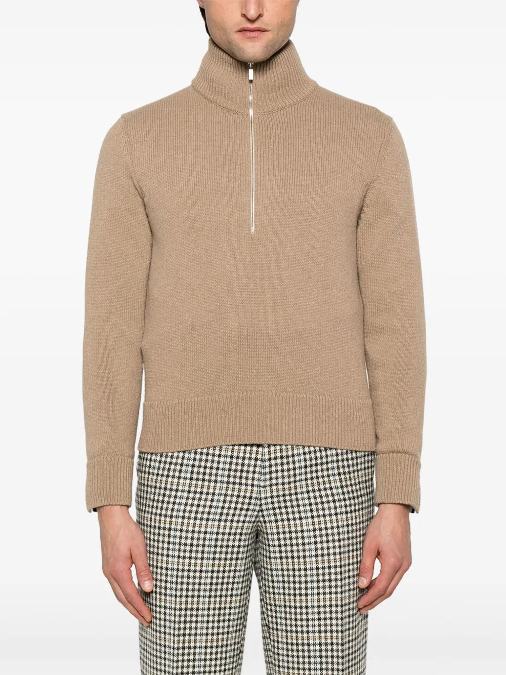 Geese Intarsia Mernio Wool Mock Neck Pullover Men - 3