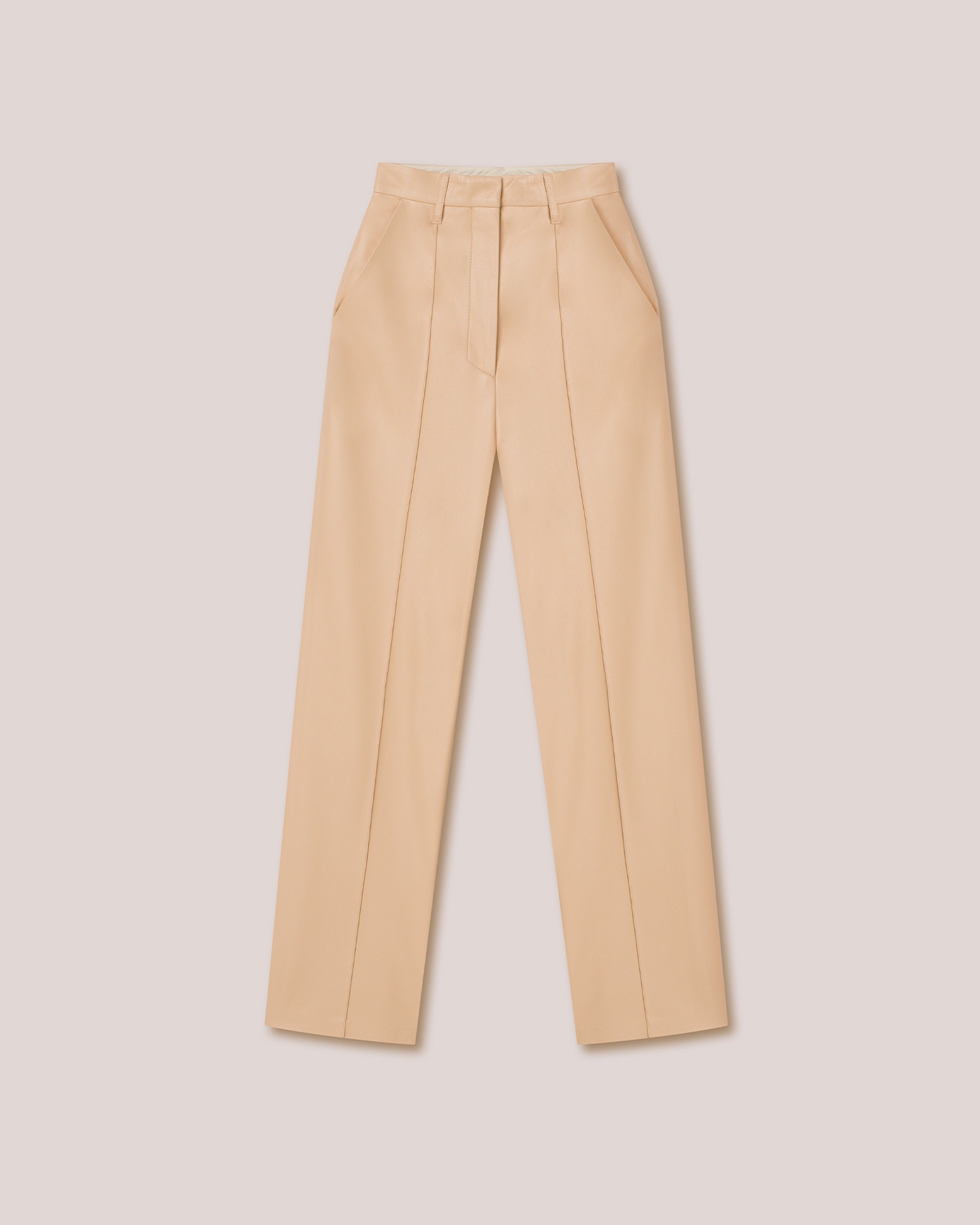 LUCEE - Vegan leather straight-leg trousers - Eggshell - 1