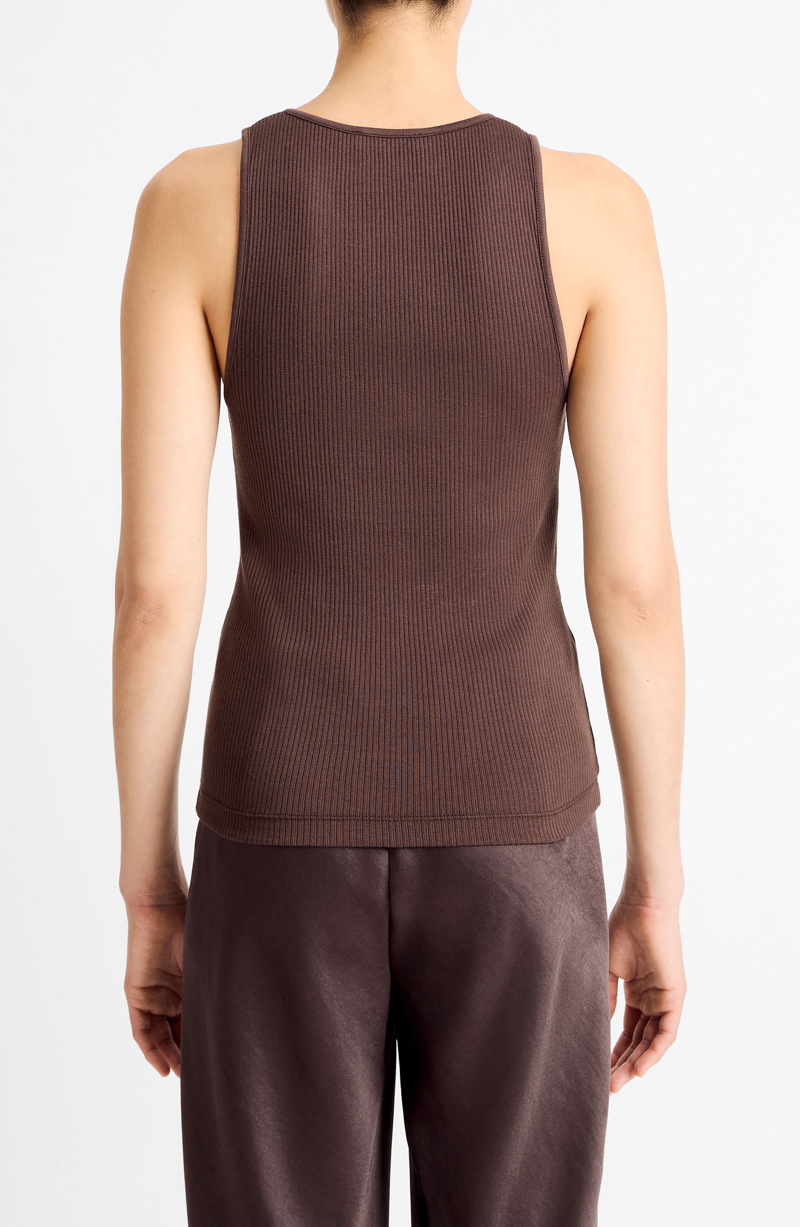 Vince Rib Pima Cotton Henley Tank in Dark Coffee at Nordstrom - 2