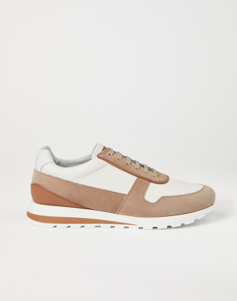 Grained calfskin and washed suede runners 5