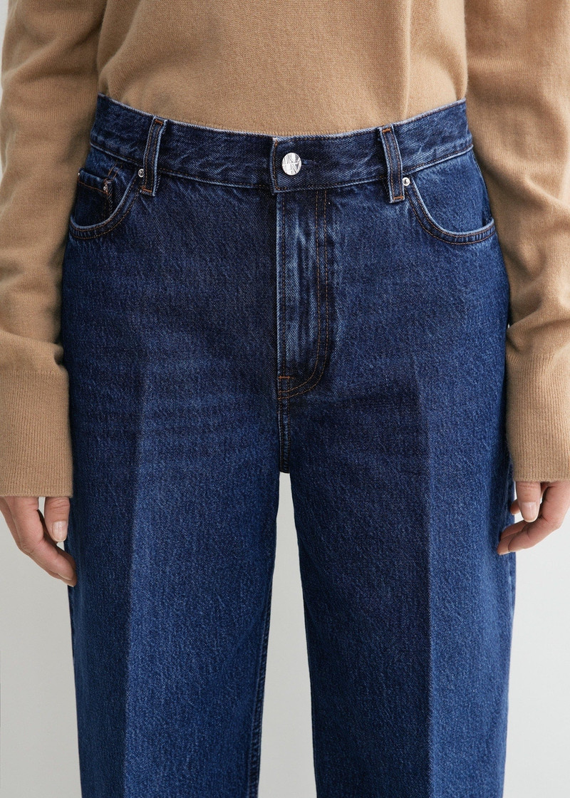 Wide tapered leg denim dark blue 5