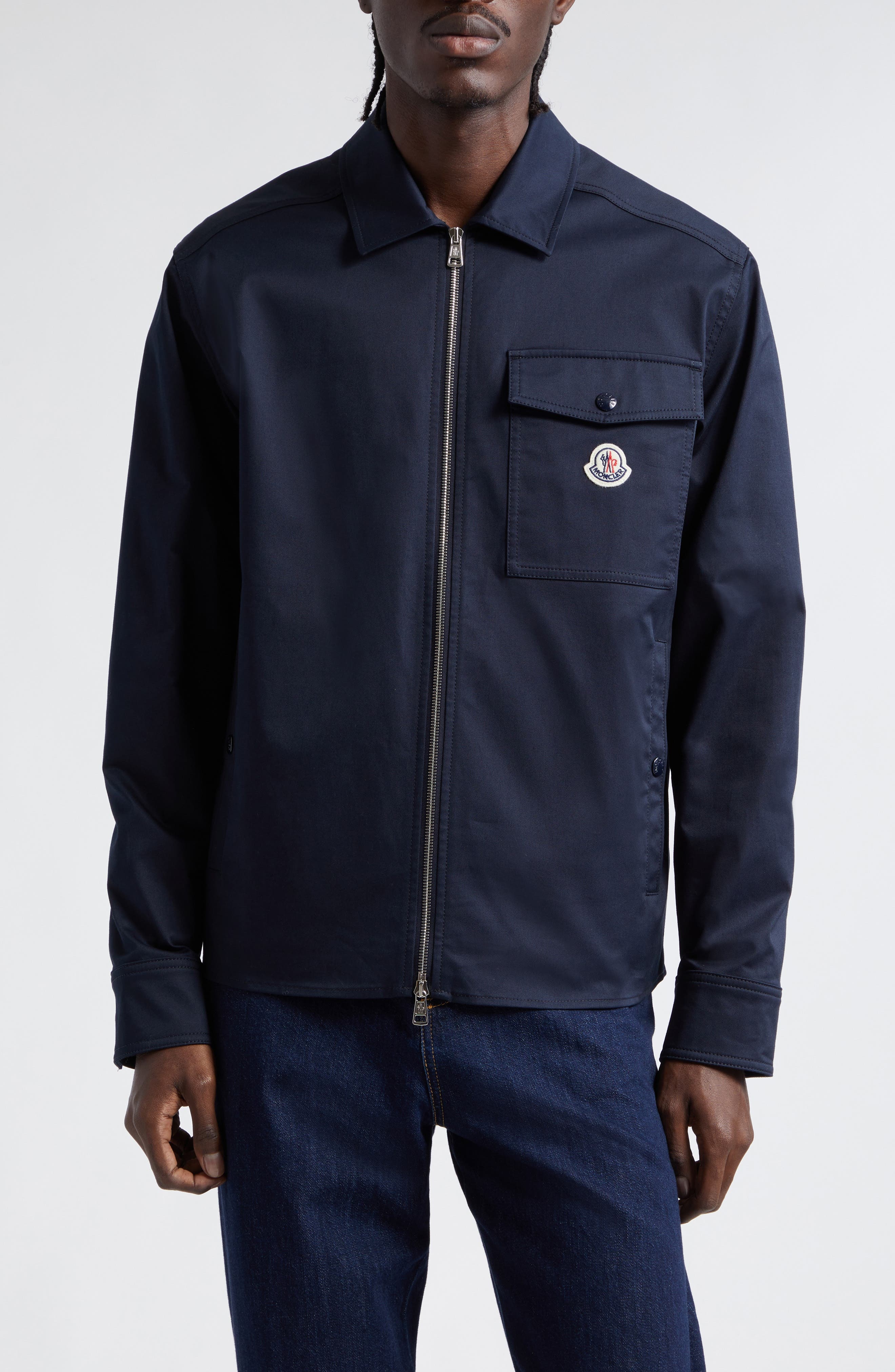 Stretch Cotton Zip Shirt Jacket - 1