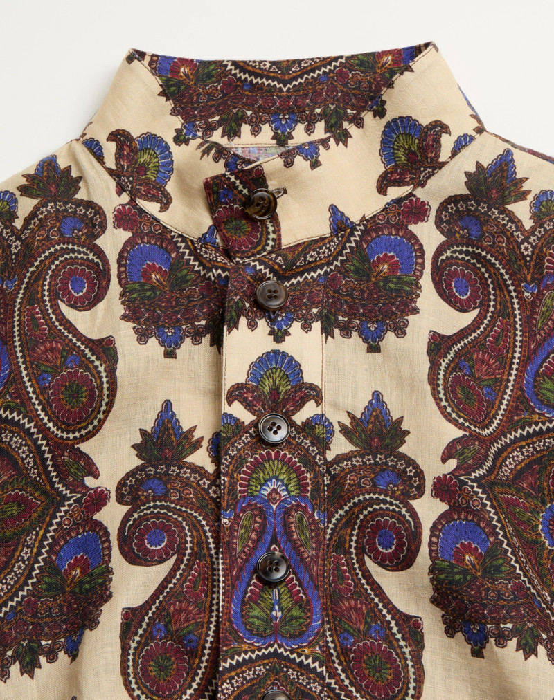 SHORT-SLEEVED LINEN KAFTAN WITH VOYAGE IMAGINAIRE PRINT 8