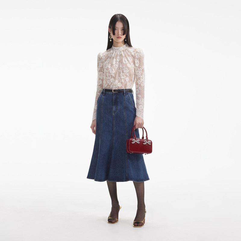 White Rhinestone Lace Top 1