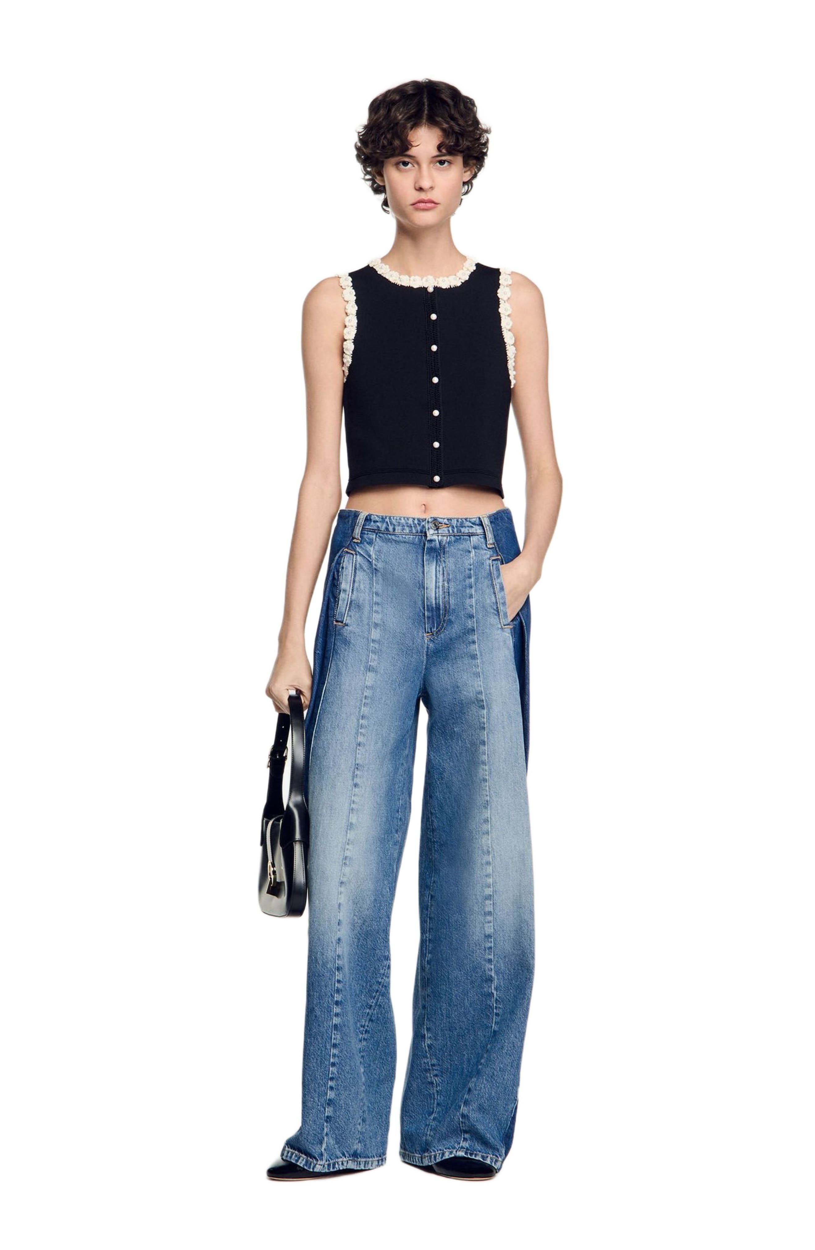 SANDRO Crochet cardigan in Black at Nordstrom - 6