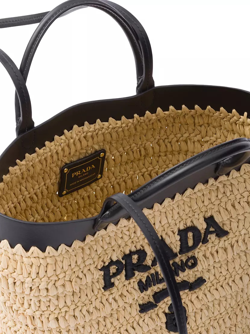 トートバッグ PRADA | Woven Palm and Leather Tote 1BG314_2DIJ_F0N86_V_OOO Woven Palm and Leather Tote, Prada