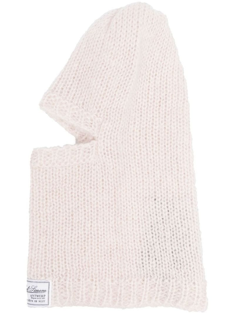 Raf Simons logo-patch knitted balaclava outlook