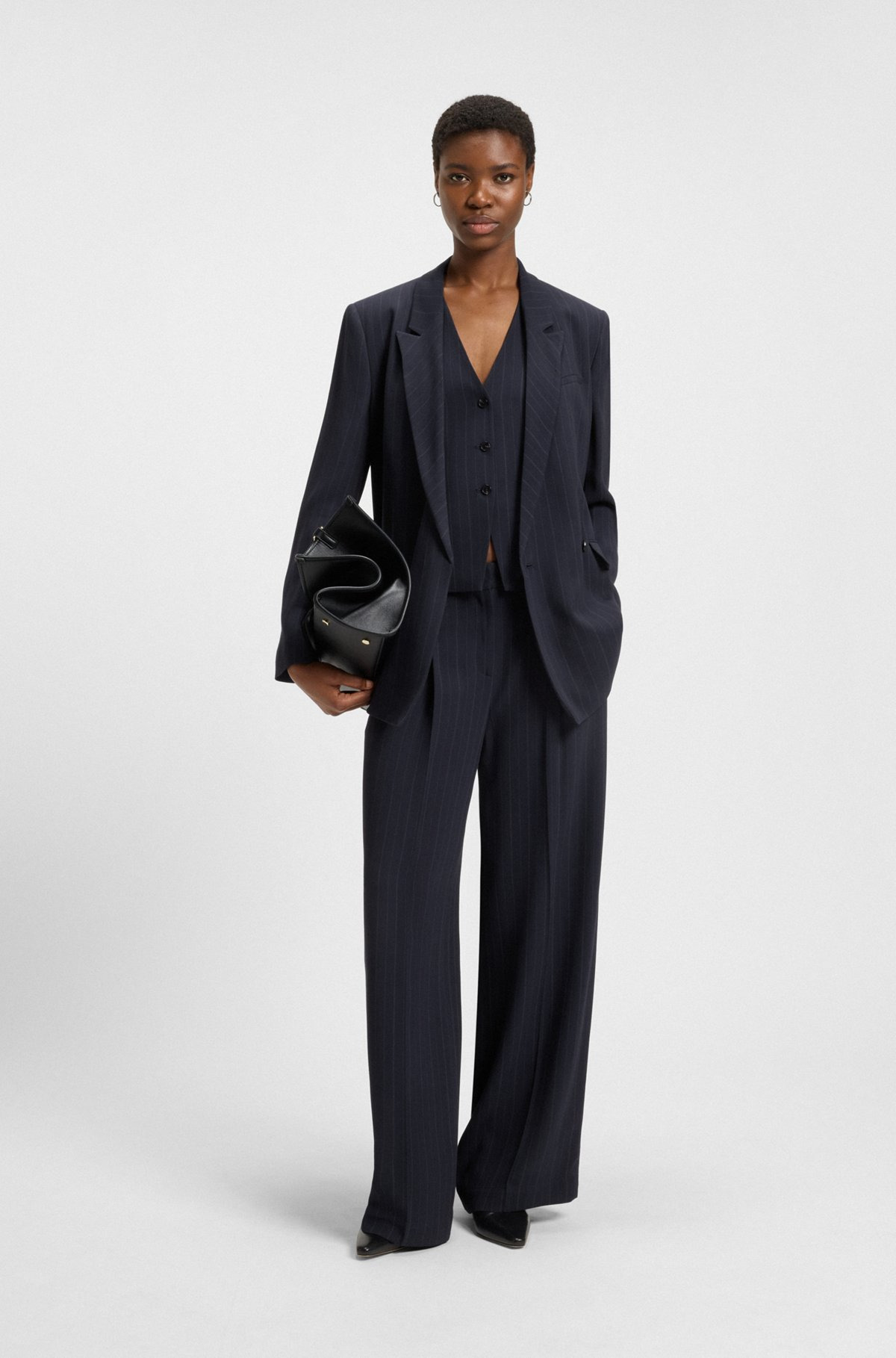 RELAXED-FIT PINSTRIPE BLAZER WITH CONCEALED CLOSURE - 3