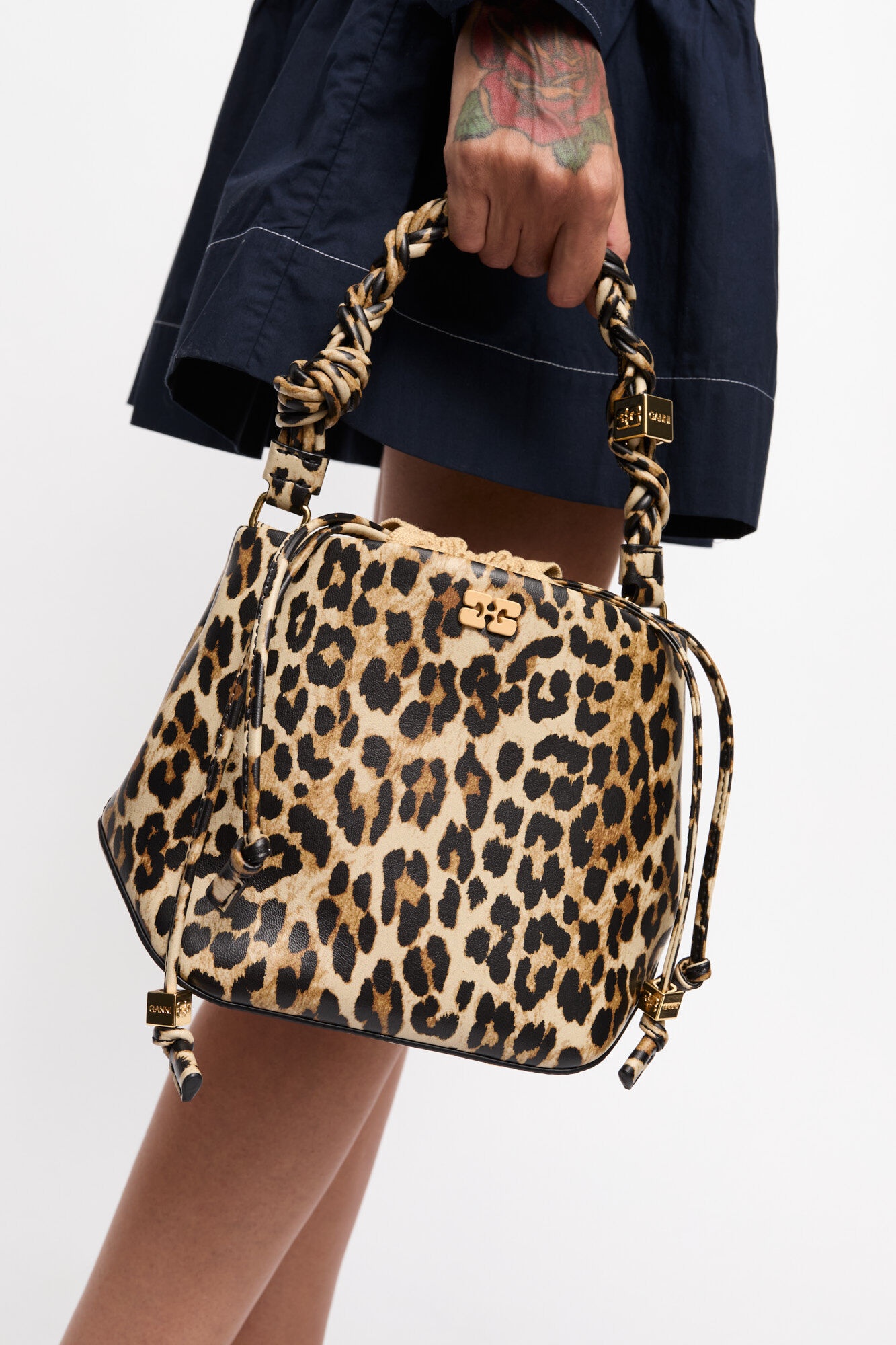 LEOPARD GANNI BOU BUCKET BAG - 3