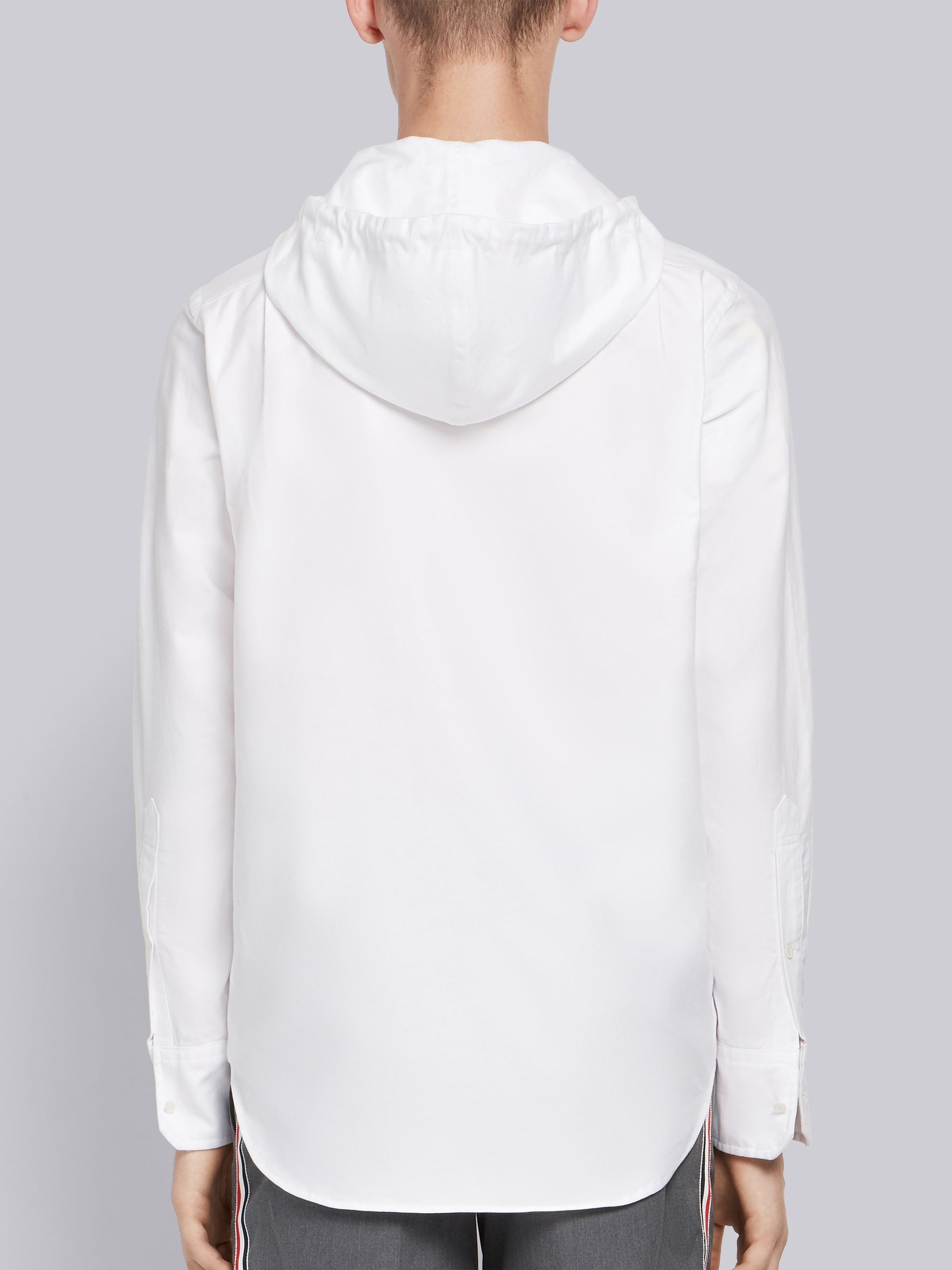 White Oxford Hooded Zip-front Shirt - 3