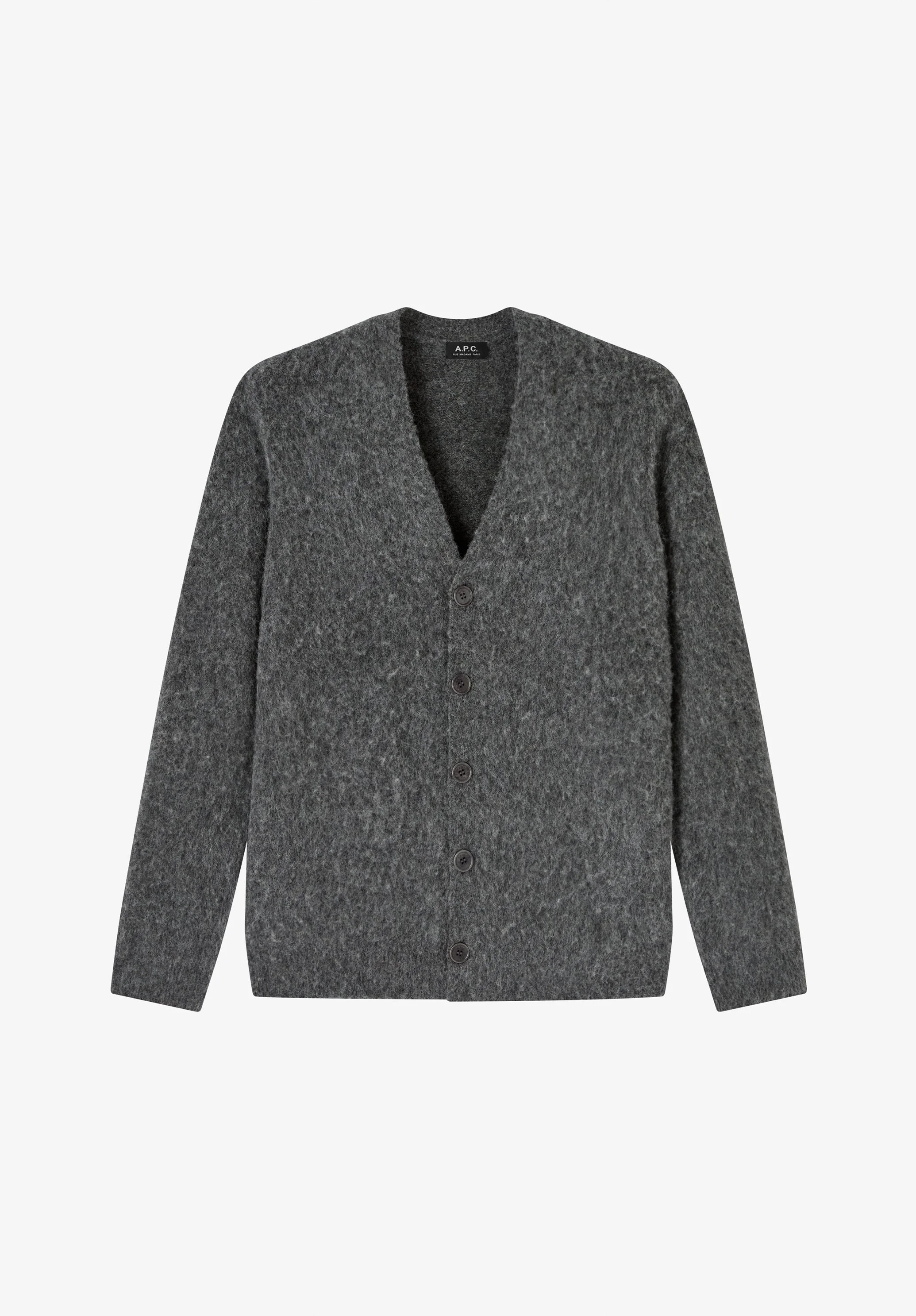 PIERRE CARDIGAN - CHARCOAL GRAY ALPACA WOOL CARDIGAN - 1