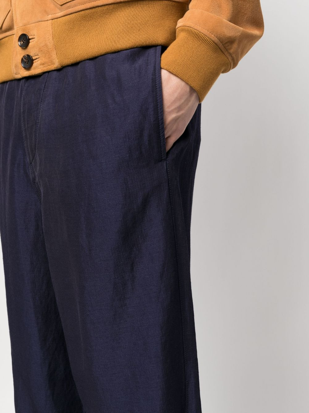 wide-leg linen-blend trousers - 5