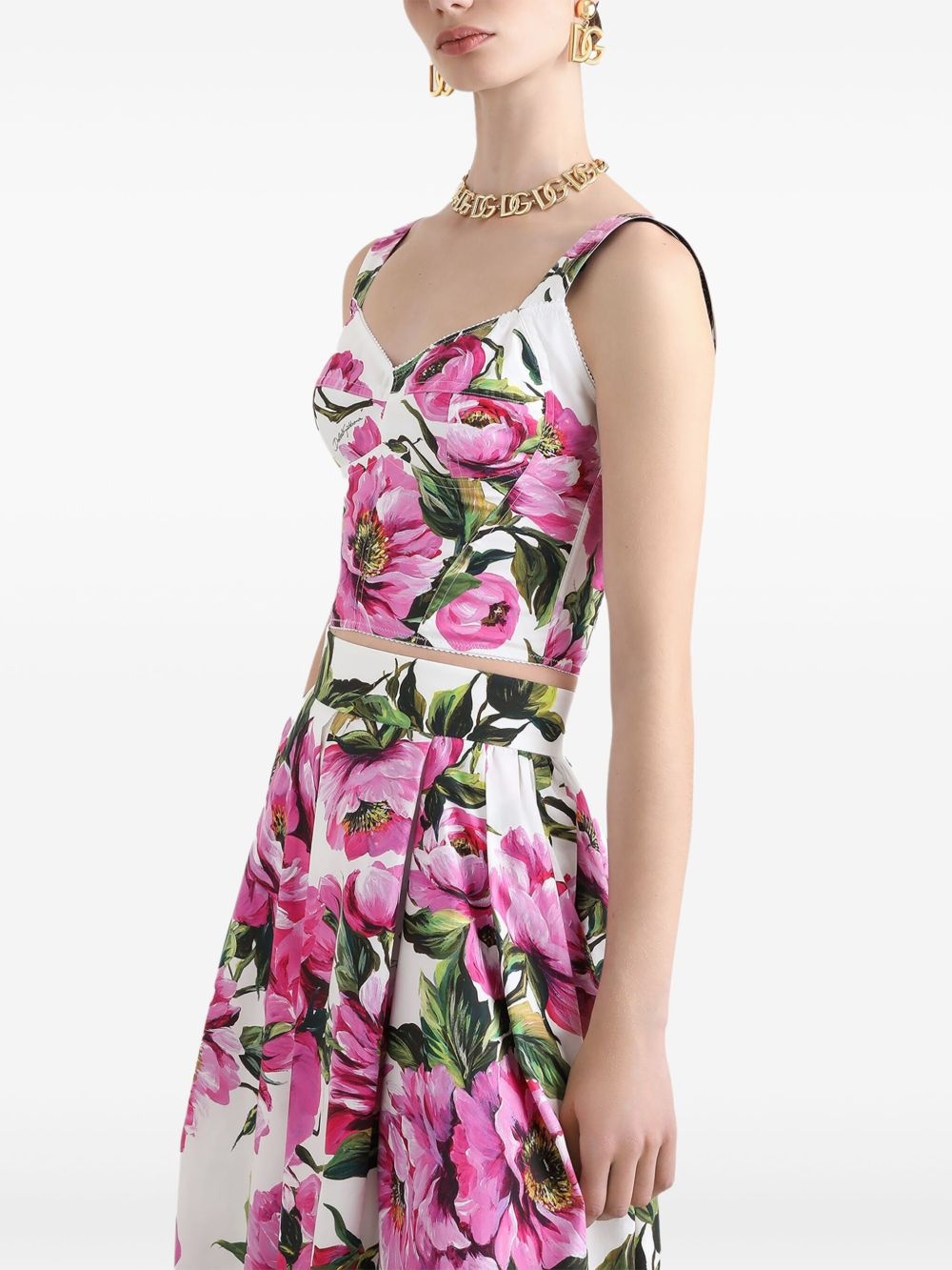 peony-print bustier top - 5