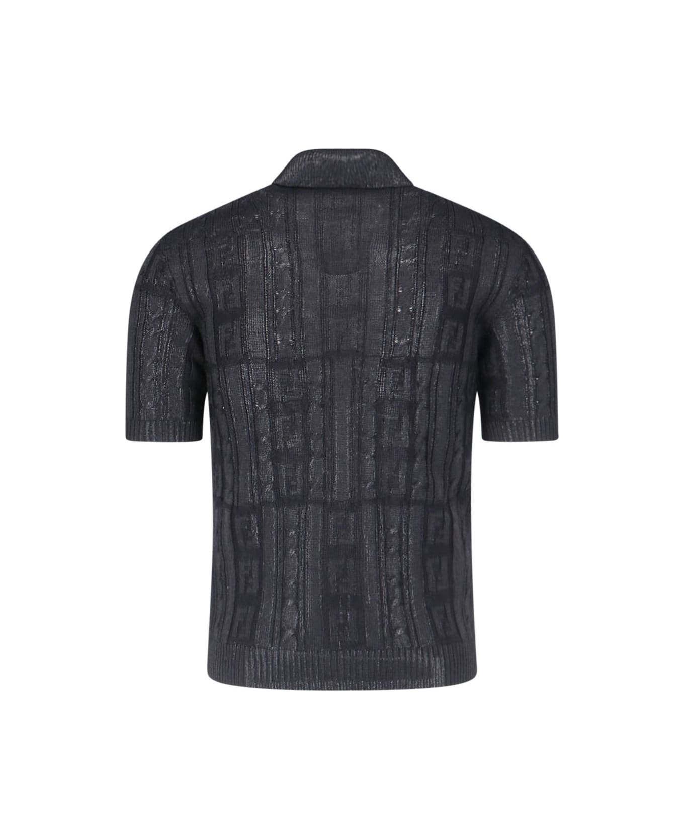 Black Wool Polo Shirt - 2