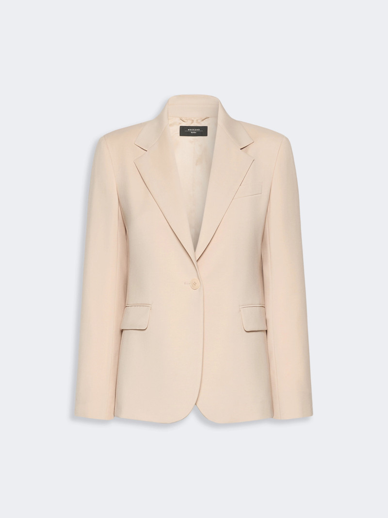 LAMINE Single-breasted stretch wool blazer - POWDER 1