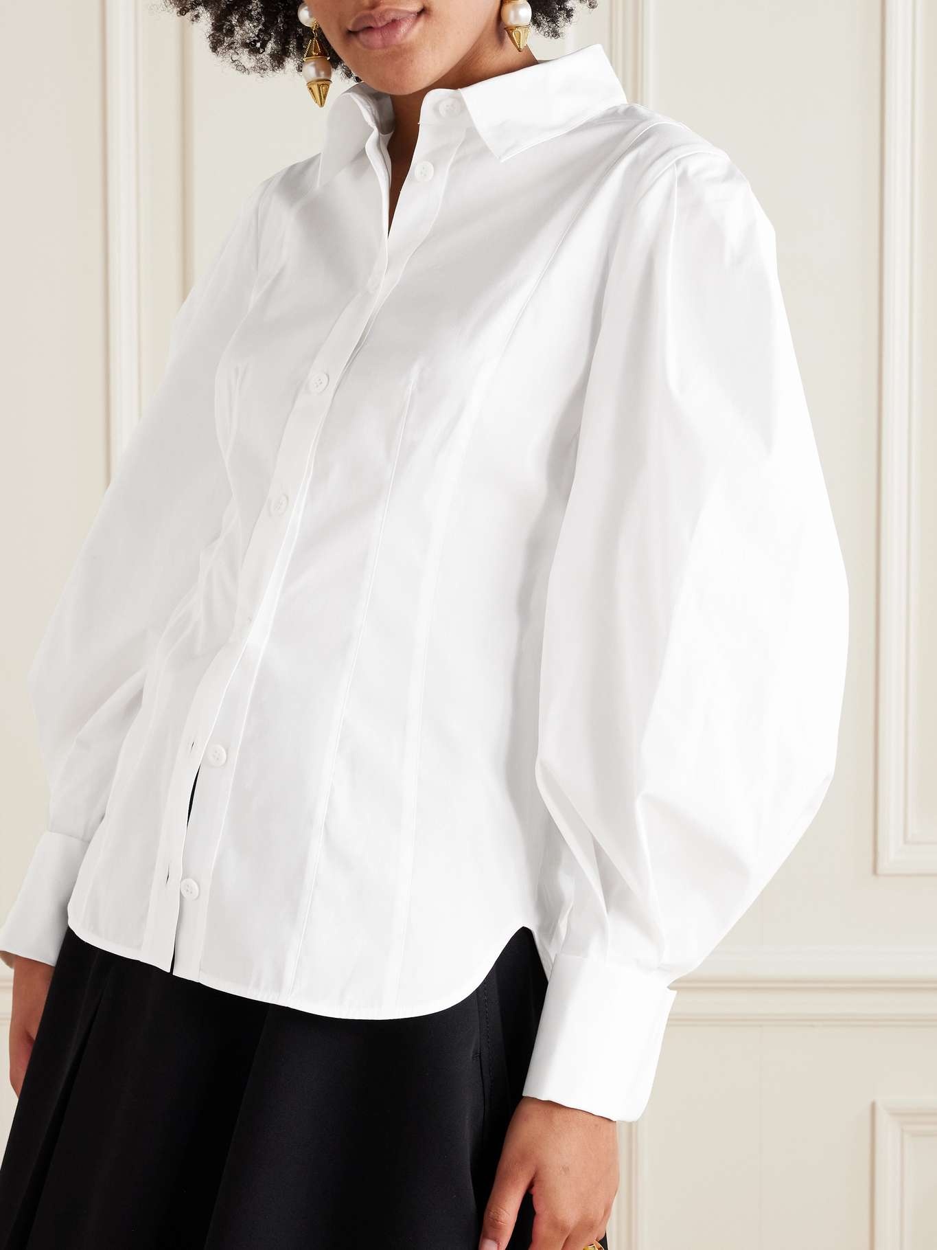 Cotton-blend poplin shirt White - 3