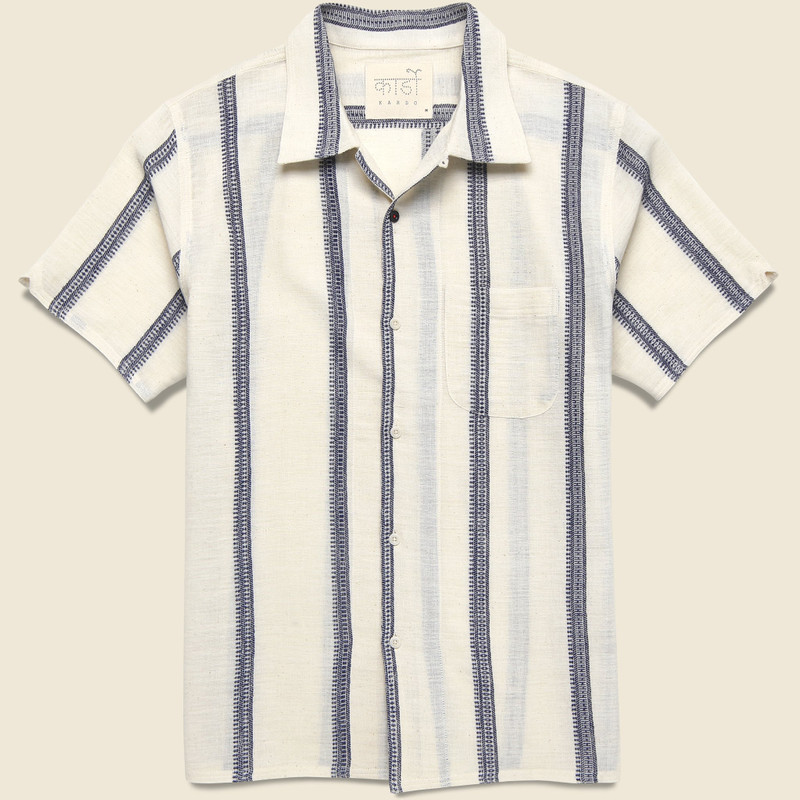 Handloom Striped Shirt - Blue 1
