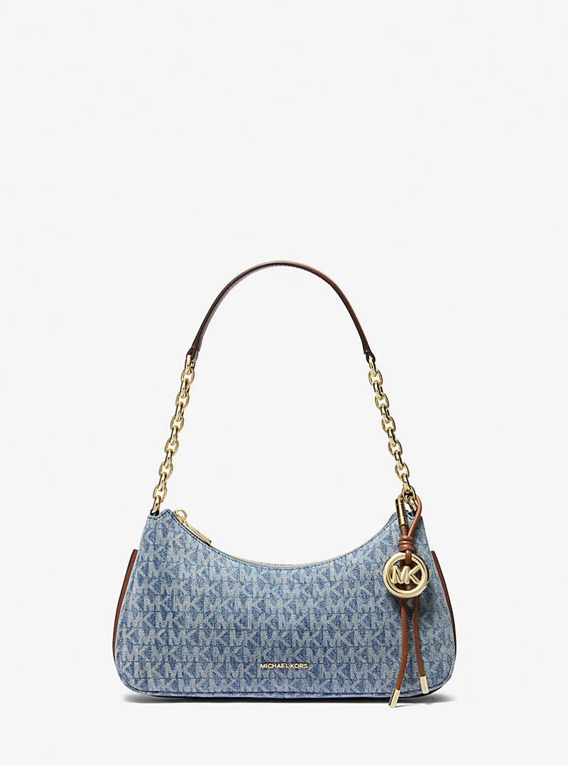 Nolita Medium Signature Logo Print Denim Chain Pochette 1