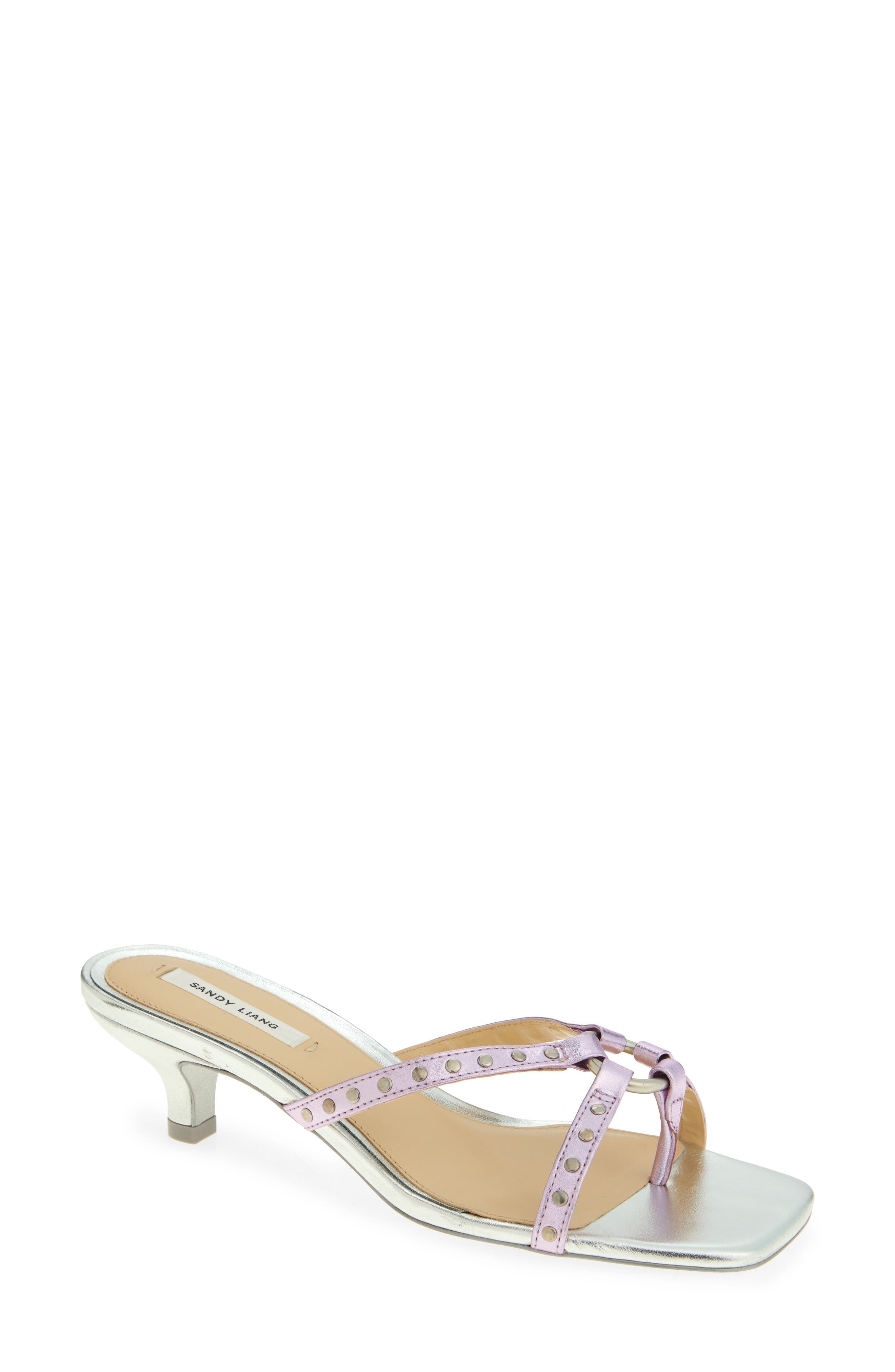 Sandy Liang Spy Kitten Heel Sandal in Metallic Pink at Nordstrom - 1