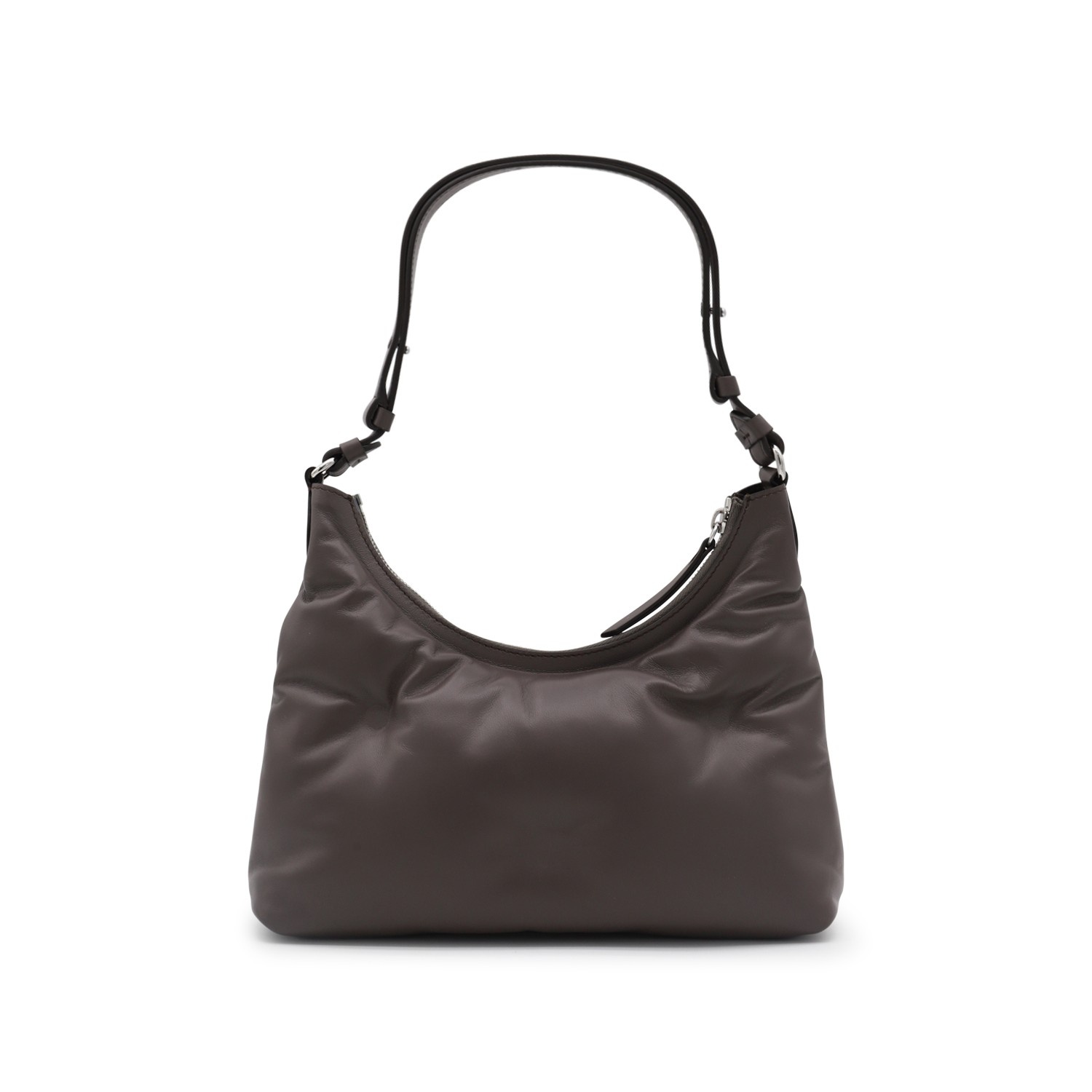 DARK GREY LEATHER GLAM SLAM HOBO SMALL SHOULDER BAG - 3