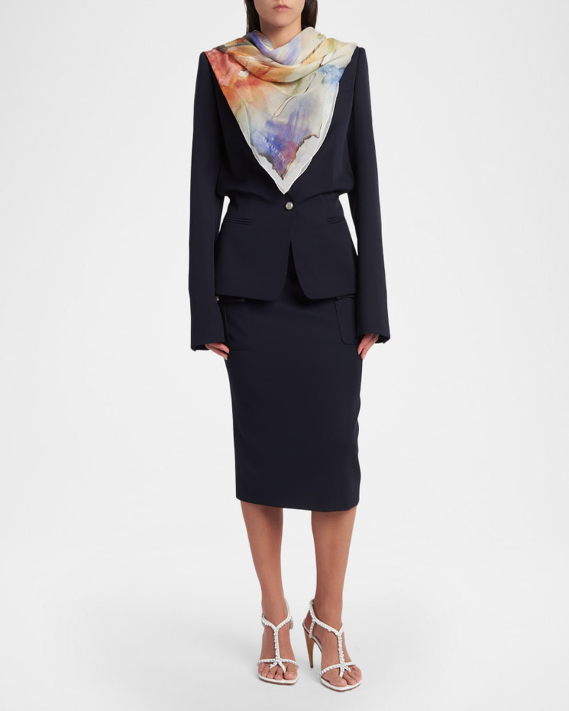 Alexander McQueen Painted Flora Silk Scarf outlook