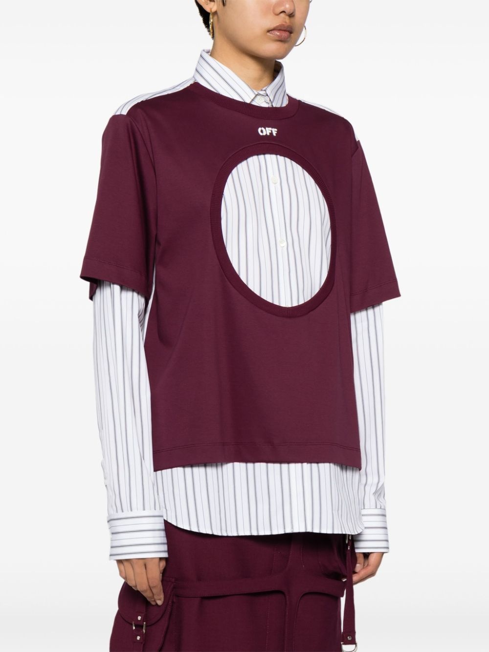 panelled striped shirt - 3