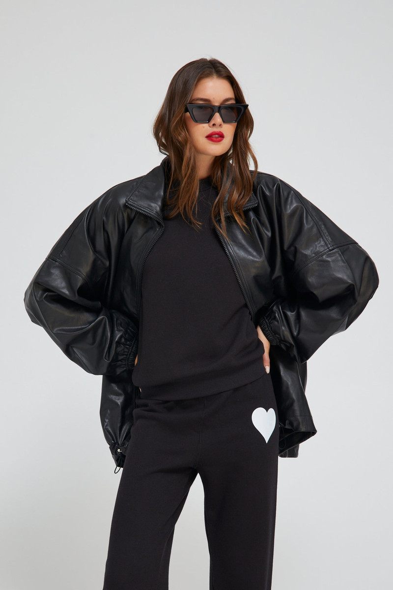 SPRWMN BLACK LEATHER ANORAK JACKET outlook