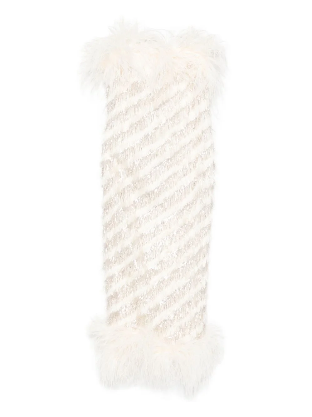 feather-trim midi dress - 1