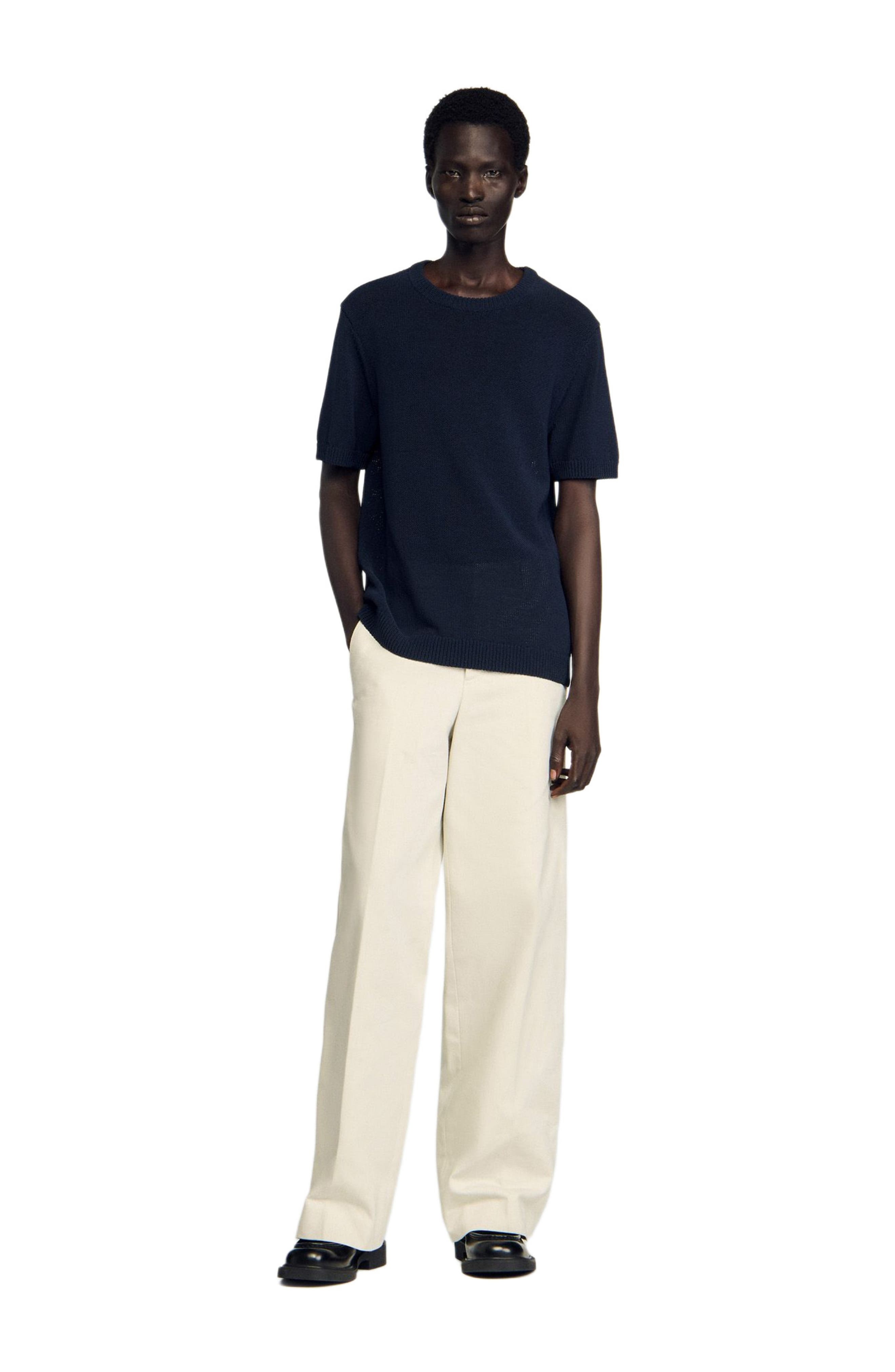 SANDRO Fine knit T-shirt in Navy Blue at Nordstrom - 6