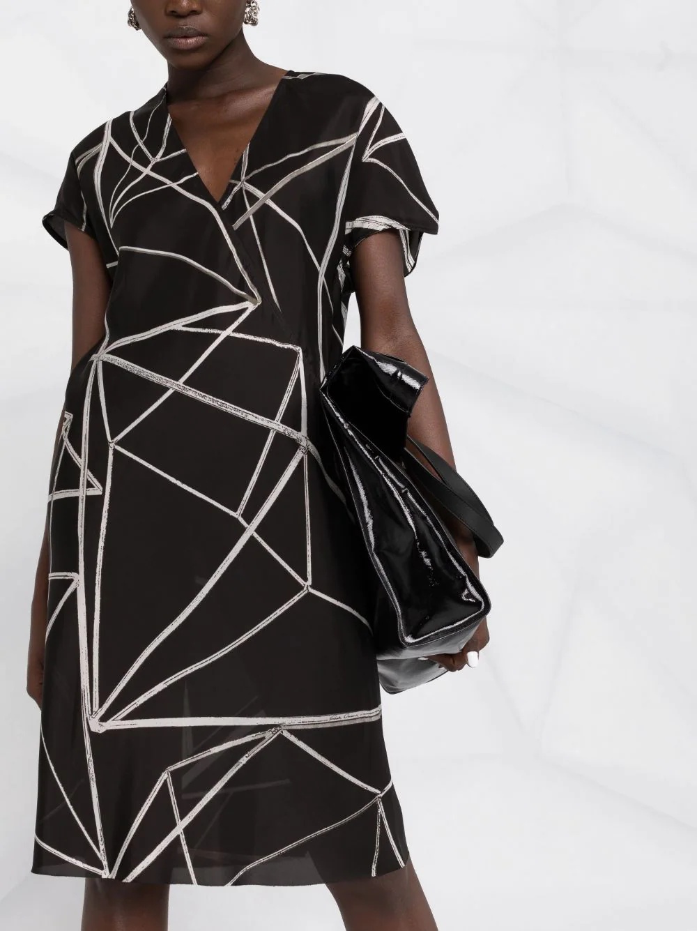 geometric-print wrap dress - 5