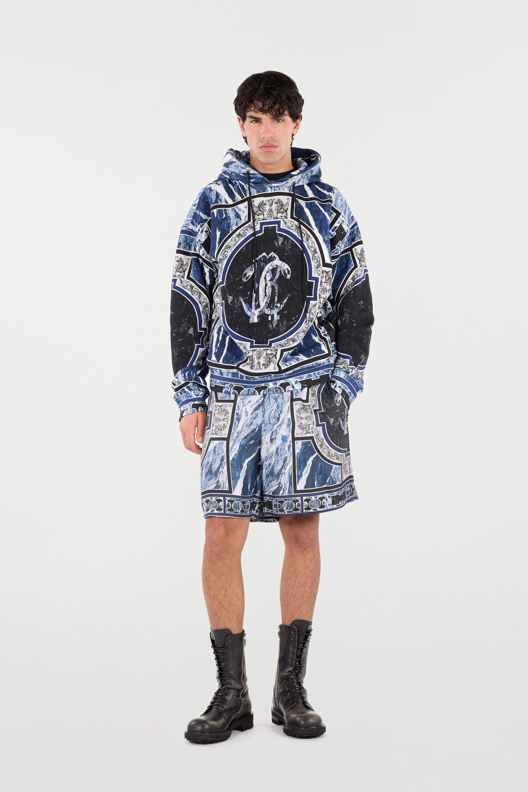 Sweatshirt With Marble Print And Embellishments - 2