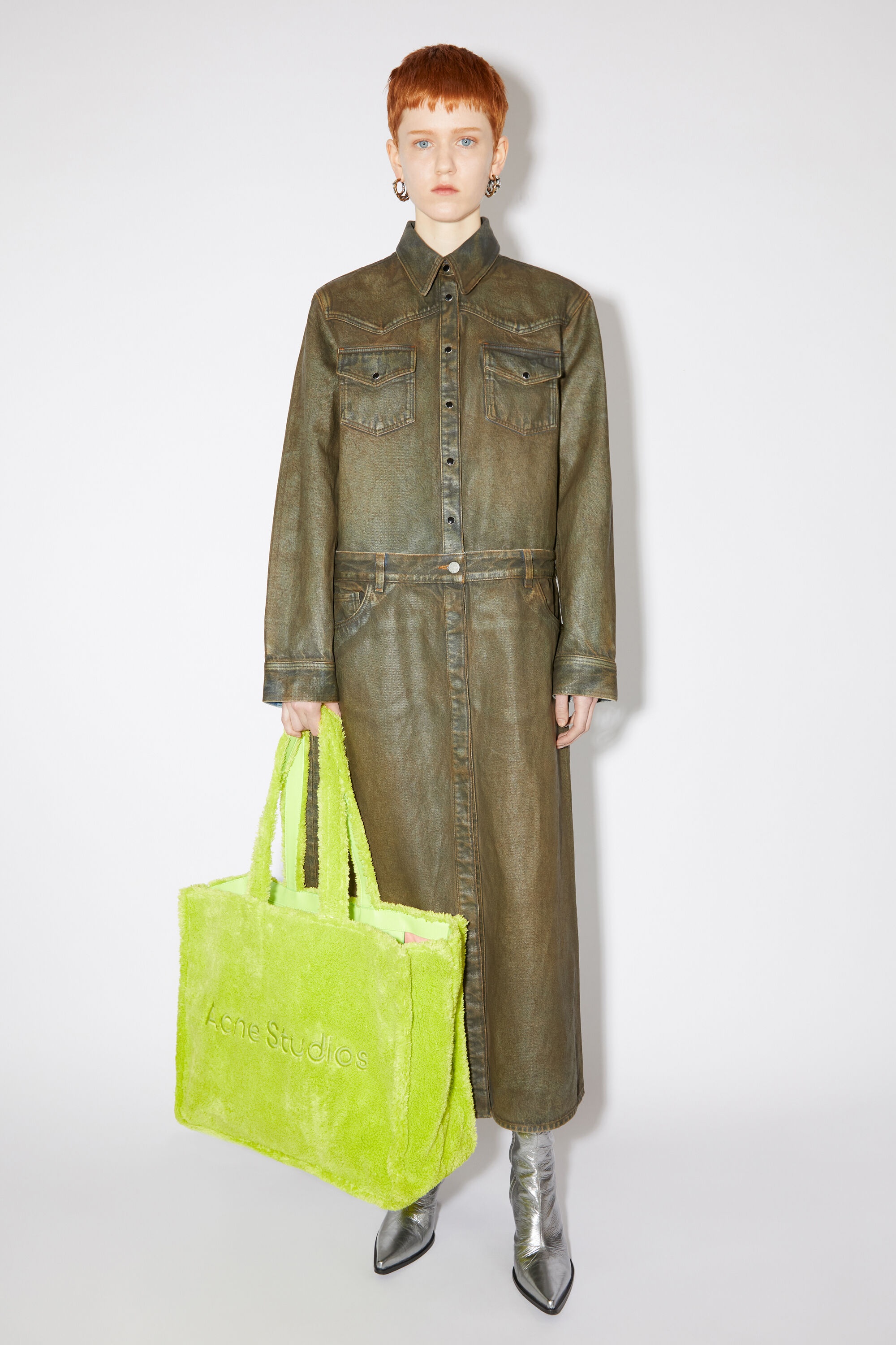 Furry logo shoulder tote bag - Lime green - 2