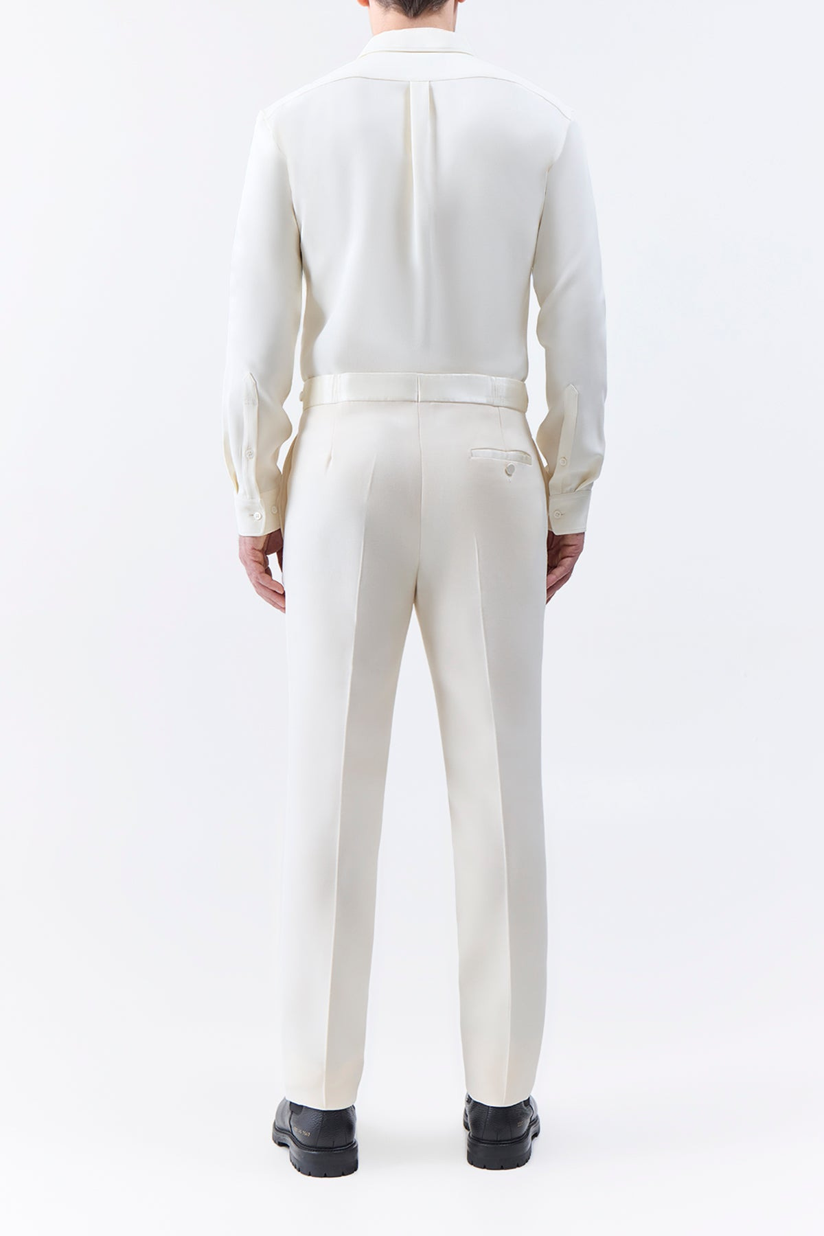 Simons Pant in Ivory Wool Silk Cady - 5