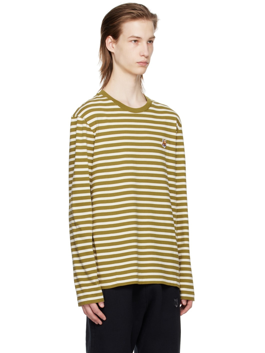 Khaki Bold Fox Head Long Sleeve T-Shirt - 2