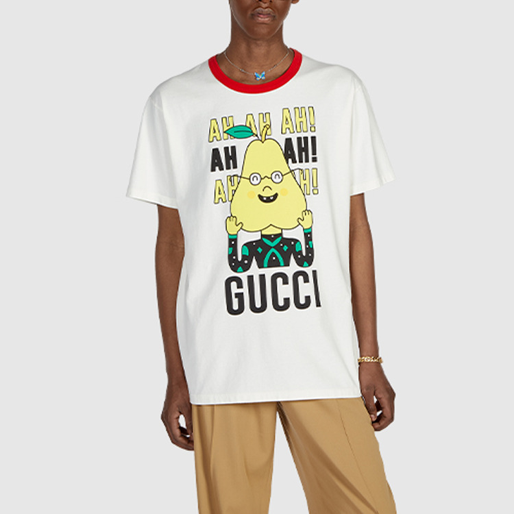 Gucci X Pablo Delcielo Pear Print Cotton T-shirt 'White' 703439XJEIY9095 - 4