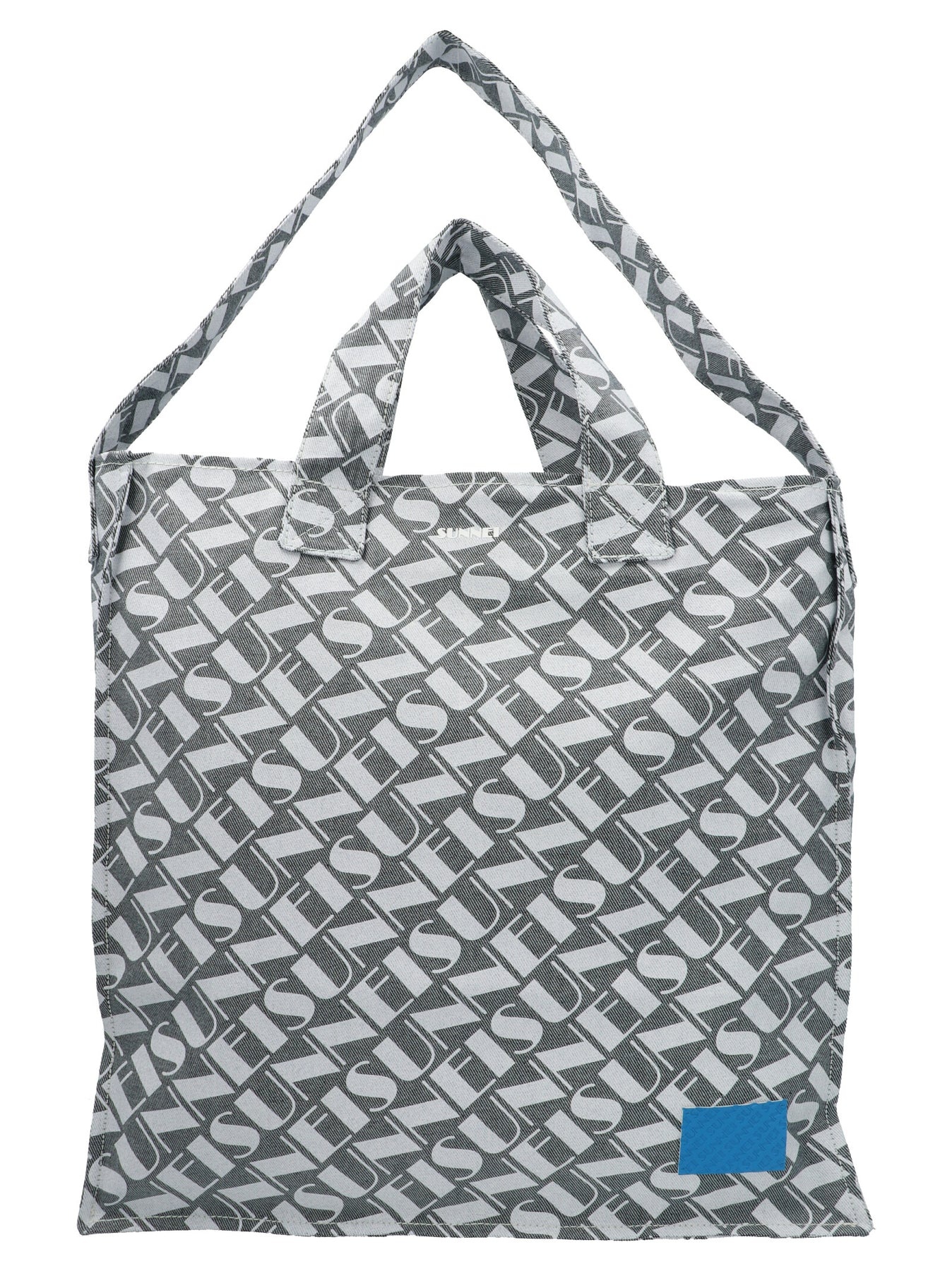 Logo print denim shopping bag - 1
