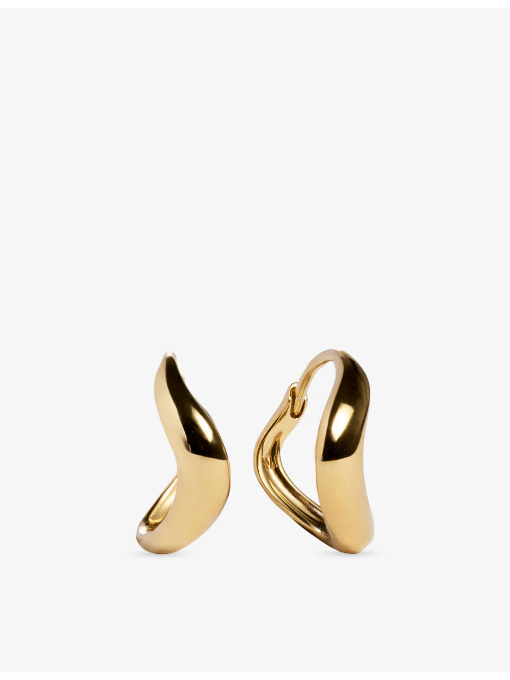 Swirl 18ct Yellow Gold Vermeil Huggie Earrings - 1